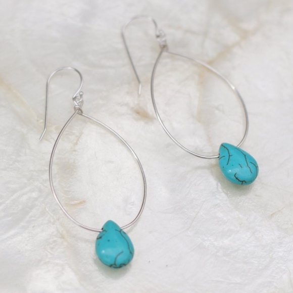 kiele Jewelry - Turquoise sterling silver tear drop earrings